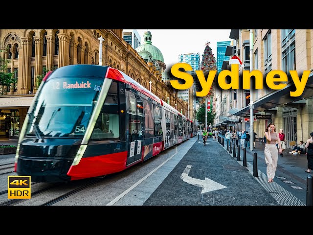 Sydney Australia Walking Tour - George Street in Christmas | 4K HDR