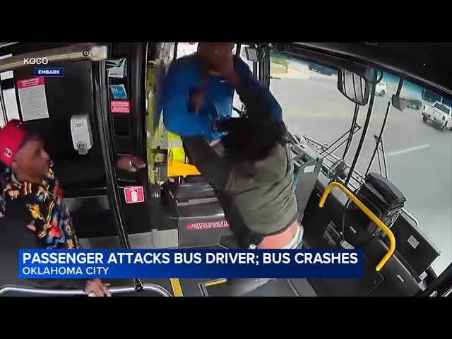 Passenger attacks Oklahoma bus driver, leading to crash: VIDEO