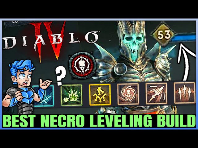 Diablo 4 - Best Highest Damage Necromancer Leveling Build - 1-50 FAST & EASY - Full Skills Guide!
