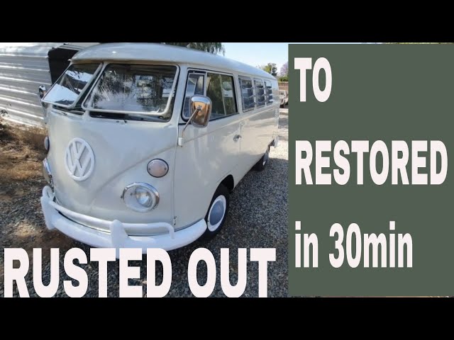 67 VW BUS rusted out to restored start to finish in 30 min   vw bus restoration full build