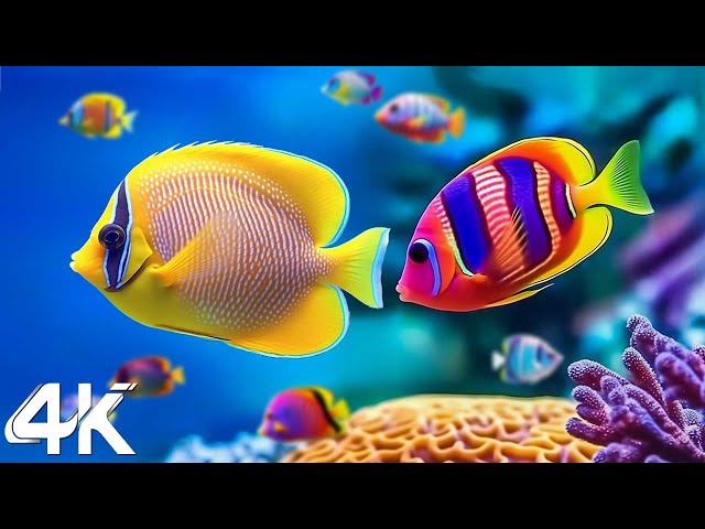 Aquarium 4K VIDEO ULTRA HD 🐠 Amazing Beautiful Coral Reef Fish -  Relaxing Sleep Meditation Music
