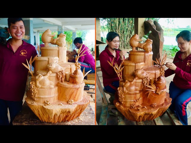 Carving Soju Wooden Base - Toad in Wonderland | HITEJINRO & Woodart Vietnam