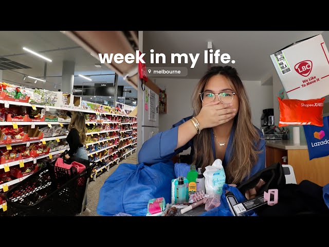 vlog • surprise philippines care package, *free* grocery haul, studying in the city