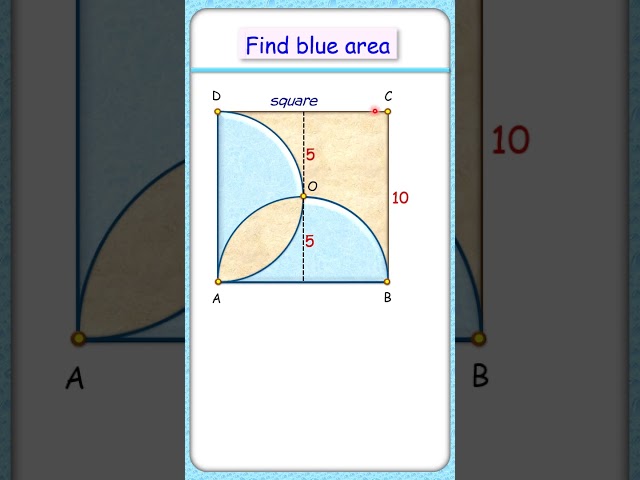 160) 2 semicircle in a square. Find blue area  #maths #olympiad #geometry #circle #exam #mathematics