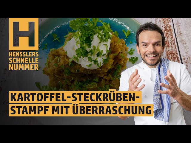 Schnelles Kartoffel-Steckrüben-Stampf mit Speck und Überraschung Rezept von Steffen Henssler