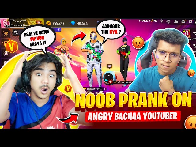 Noob Prank on Angry Baccha Youtuber Gone Wrong on Cs Ranked - Garena free fire