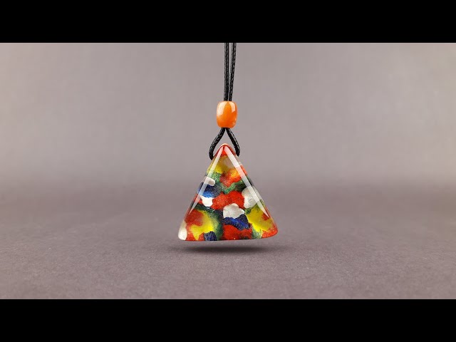 In the dark glowing colorful epoxy resin necklace