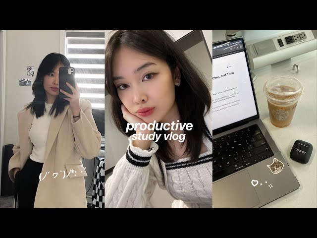 Productive STUDY VLOG☕️📓 Midterm season, lots of studying, coding at the library, studying at home