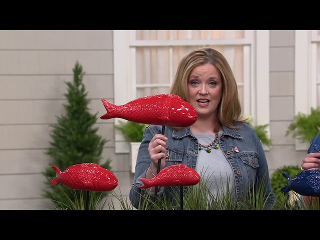 Barbara King Decorative S/3 Ceramic Garden Fish with Stakes on QVC