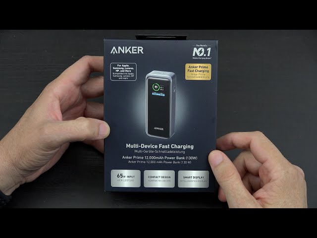 Anker Prime 12,000mAh Power Bank 2-Port Portable Charger with 130W Output and Smart Digital Display