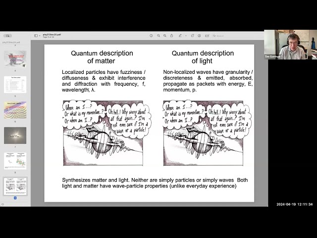 General physics II, Spring 2025, lecture 26 - the fuzziness of matter