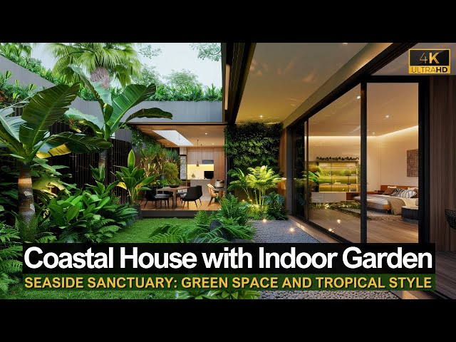Seaside Sanctuary: Coastal Modern House with Indoor Garden Green Space
