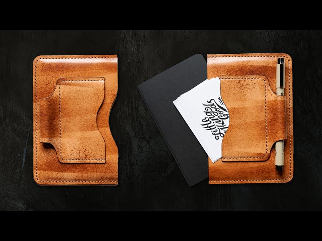 Making a handmade LEATHER NOTEBOOK SLEEVE - ASMR - Sounds from the workshop.
