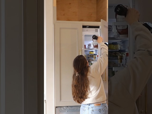Making Our Refrigerator Look Like Cabinetry 🛠️ #kitchenmakeover