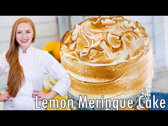 The BEST Lemon Meringue Cake Recipe!! With lemon cake, lemon curd & meringue!!