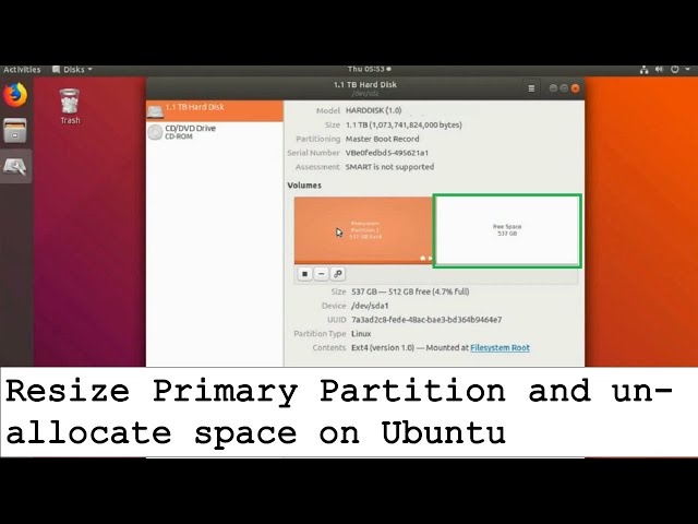 Resize Primary Partition and unallocate space on Ubuntu | Part #1