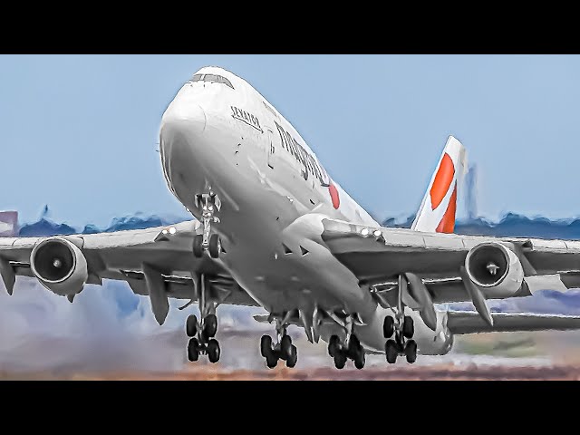 30 BOEING 747 TAKEOFFS & LANDINGS from UP CLOSE | Liege Airport Plane Spotting [LGG/EBLG]