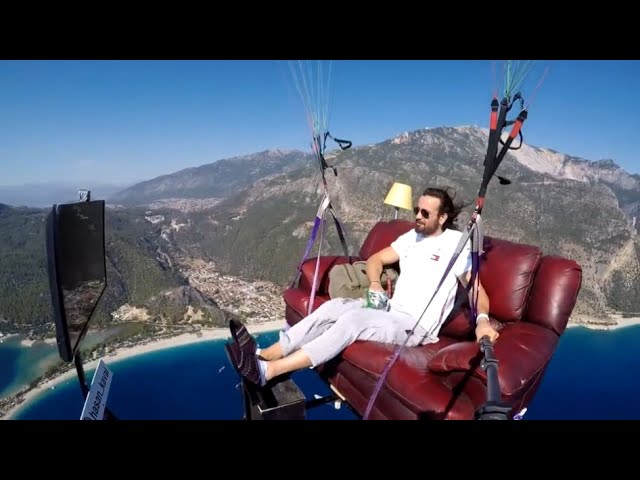 Man With A Flying Living Room