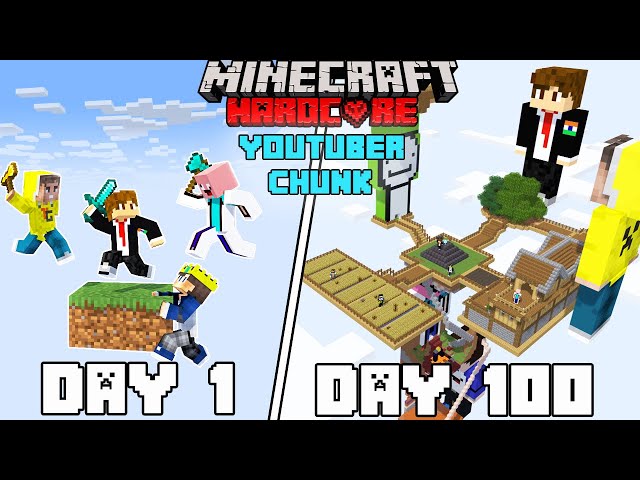 I Survived 100 Days on Youtuber Chunk Minecraft Hardcore(hindi)