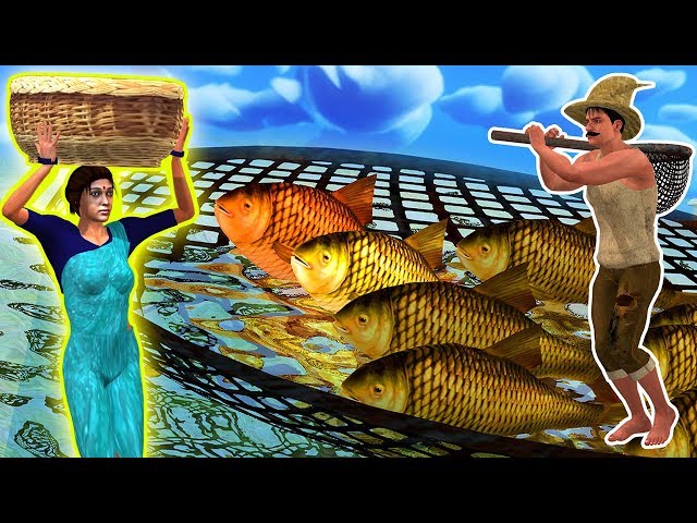 लालची मछुआरे मछली Hindi Kahaniya Greedy Fisherwoman  - 3D Hindi Stories - Funny comedy video