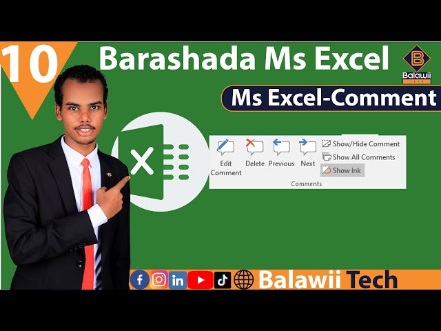 10.MS Excel - Comments or Notes [ sidee loo isticmaalaa comment in excel ]