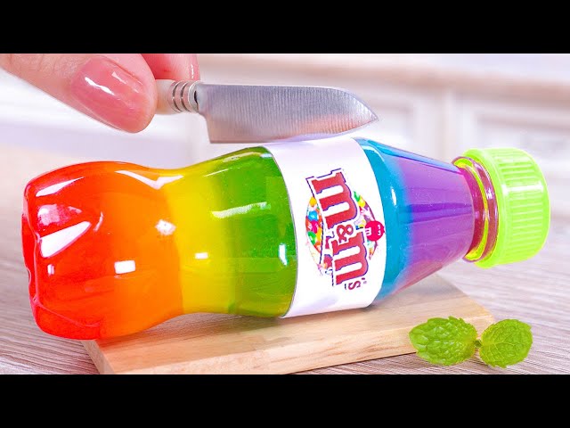 Jeli Botol Rainbow M&M 🌈 Membuat Miniatur Jeli Buah Paling Keren Dari Botol 😋 Jeli Mini Manis