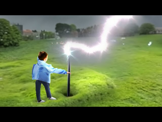 he touched a lightning rod..