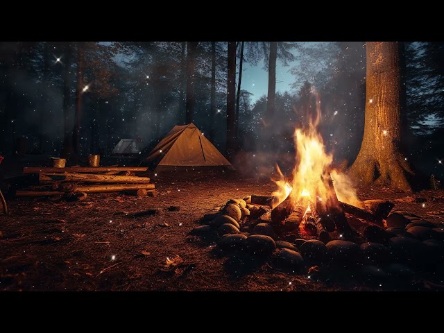 Nighttime Campfire Crackles| Enhancing Sleep and Alleviating Tension, Campfire In The Forest