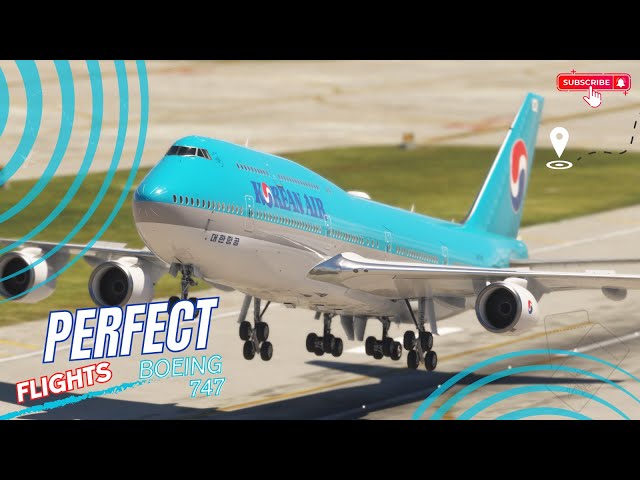 Very FAST GIANT Aircraft Flight Landing!! Boeing 747 Korean Air Landing at Miami Airport