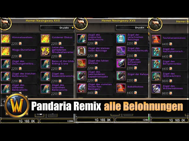 Pandaria Remix: Alle Händler Belohnungen im Überblick - über 40 Händler Mounts und mehr!