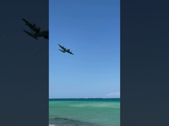 HUGE Army Plane Coming in HOT Right Over the Beach #shorts