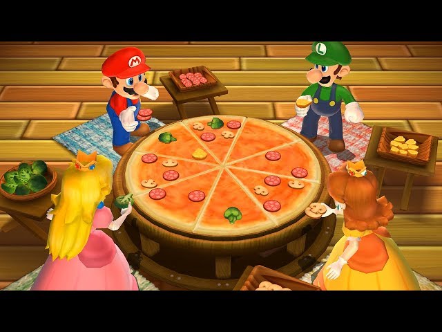Super Mario Party: 9 Step It Up - Making Pizza Peach vs Daisy vs Mario vs Luigi Master Difficulty