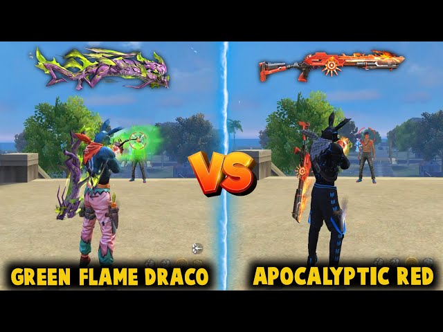 M1014 - GREEN FLAME DRACO VS M1014 APOCALYPTIC RED DAMAGE ABILITY TEST | BEST M1014 SKIN -FREE FIRE