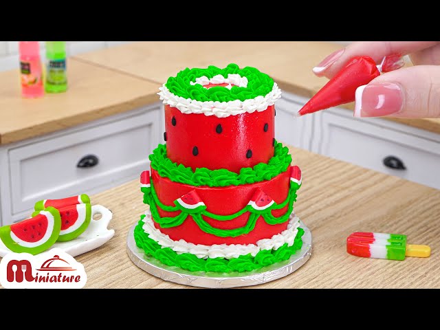 So Fresh Miniature Watermelon Vintage Cake Decorating | ASMR Cooking Mini Food