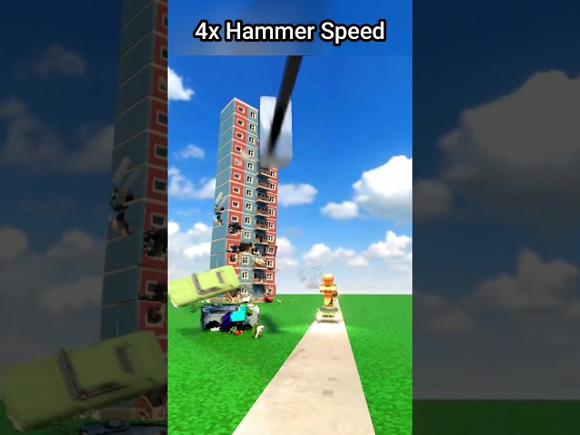 Spinning Hammer vs Minecraft Mobs vs Dynamic Tower (4x speed)