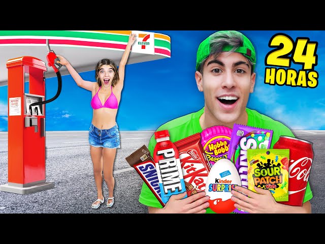 24 HOURS EATING GAS STATION FOOD !!