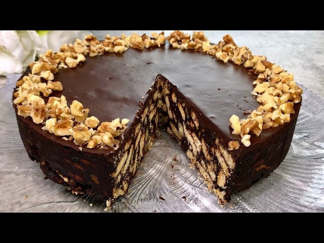 Delicious chocolate biscuit cake ... ready in a few minutes! Without baking! # 60