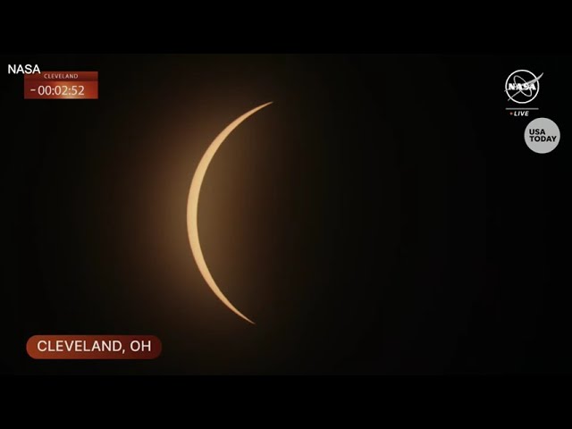 2024 solar eclipse reaction to reaching totality in Cleveland, Ohio