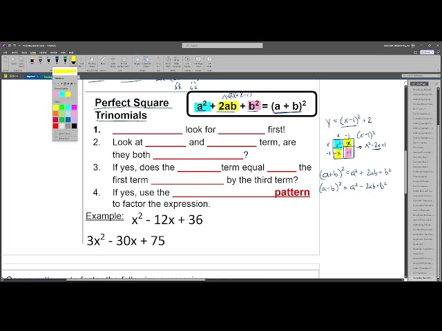 Factoring by Special Cases (Difference of Squares and Perfect Square Trinomials)