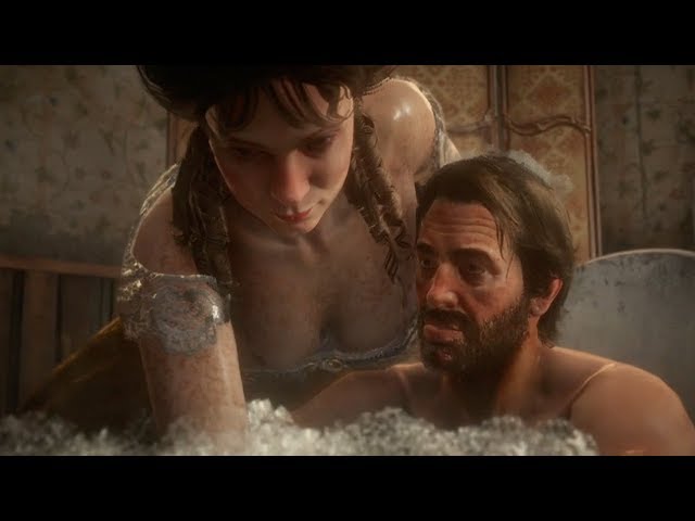 Arthur Morgan Flirts With Lady While Having Having A Deluxe Bath - Red Dead Redemption 2