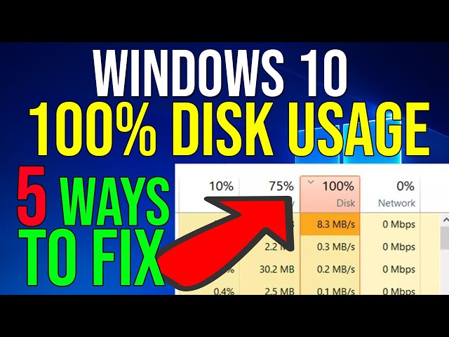 How To Fix 100% Disk Usage in Windows 10 - 5 WAYS TO FIX