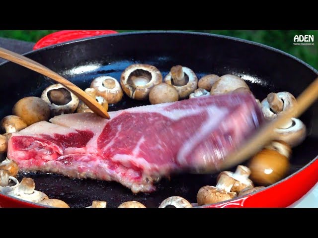 Spanish Charra Steak with Mushrooms - One Pan Preparation