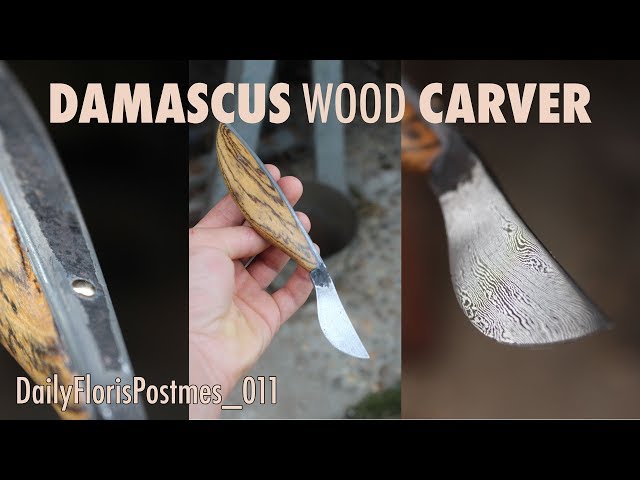 Making a top tang Damascus CARVING knife ~ full knife build