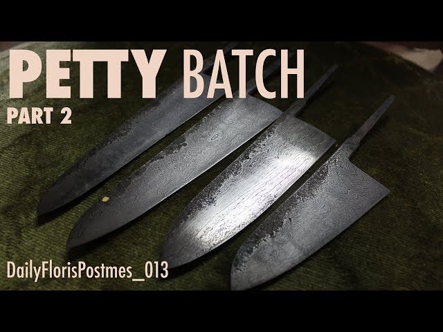 Grinding a BATCH of DAMASCUS PETTY knives ~ Petty Batch part 2