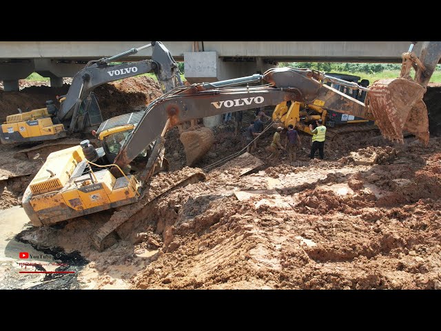 Powerful Volvo Excavator Recovery Excavator Accident Sink Underwater Heavy Helping