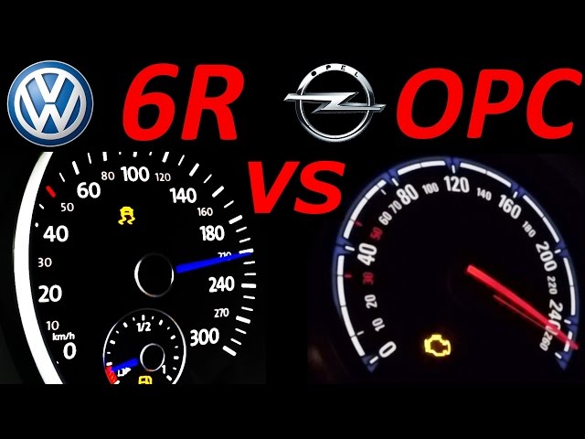 Opel Astra OPC vs VW Golf 6 R - 0-200 Acceleration Sound Onboard Autobahn compare