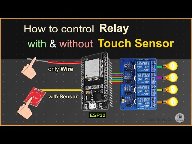 ESP32 Capacitive Touch Sensor switch to control Relays - ESP32 Touch Switch tutorial