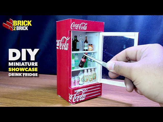 DIY HOW TO MAKE MINIATURE SHOWCASE DRINK FRIDGE #miniature #minicooking