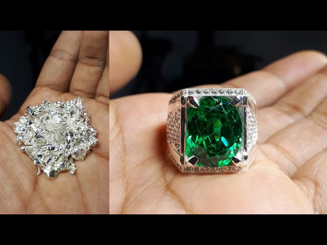jewelry handmade - making emerald rings silver for men