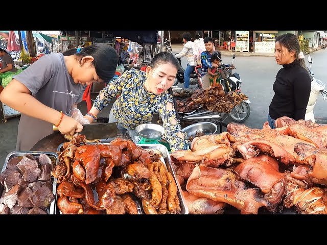 Special Yummy! Braised Pork & Pork BBQ - Cambodian Street Food